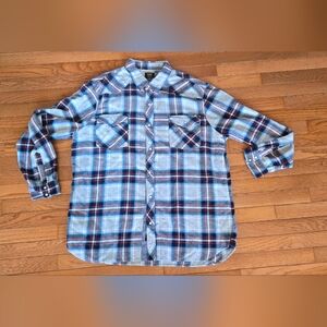 Lee blue and white plaid flannel shirt #flannel vintage 90s flannel XXL